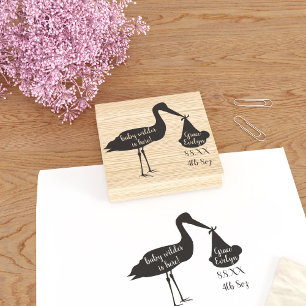 Stork Birth Announcement Rubber Briefmarke Gummistempel