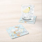 Stork Blue Boy Baby Showdesign Paper Untersetzer (Vor Ort)
