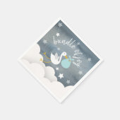 Stork Blue Bundle Stars Wasserfarbe Babydusche Serviette (Ecke)