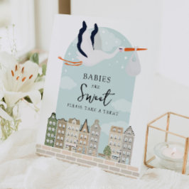 Stork Boho Baby Dusche Babys sind süße Favoriten Sockelschild