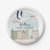 Stork Boho Baby Shower Baby Sprinkle Décor Pappteller (Vorderseite)