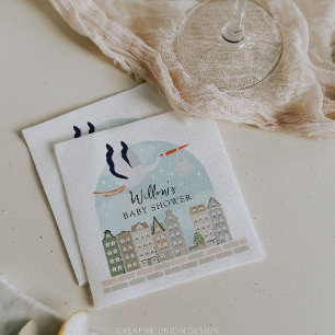 Stork Boho Baby Shower Baby Sprinkle Décor Serviette