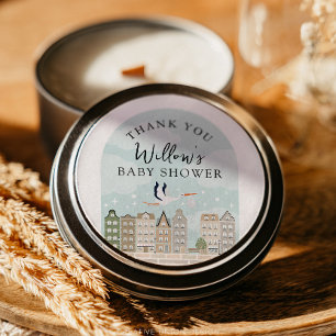 Stork Boho Baby Shower Sprinkle Danke Runder Aufkleber