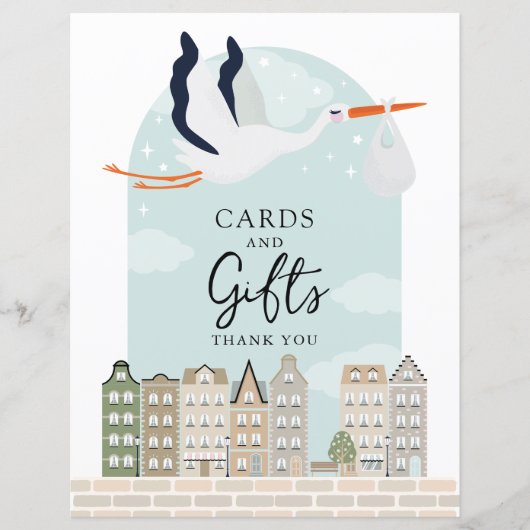 Stork Boho Babydusche Decke Karten und Geschenke Z (Vorderseite)