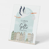 Stork Boho Babydusche Decke Karten und Geschenke Z Sockelschild (Vorderseite)