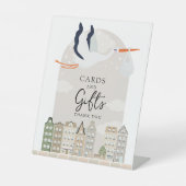 Stork Boho Babydusche Decke Karten und Geschenke Z Sockelschild (Vorderseite)