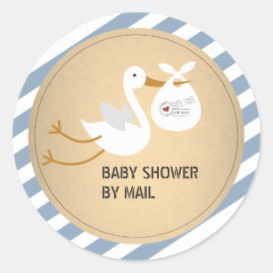 Stork Boy Baby Dusche per Mail Runder Aufkleber