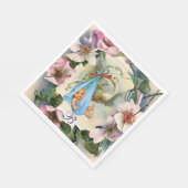 STORK BOY BABY DUSCHE, PINK WILD ROSE MONOGRAM SERVIETTE (Ecke)