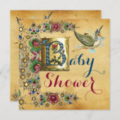 STORK BOY BABY DUSCHMUSTER FLORALPARKPLATZ MONOGRA EINLADUNG (Vorne/Hinten)