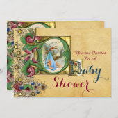 STORK BOY BABY DUSCHMUSTER FLORALPARKPLATZ MONOGRA EINLADUNG (Vorne/Hinten)