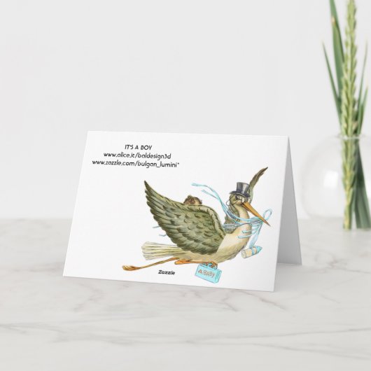 STORK BOY BABY SHOWER ANKÜNDIGUNG (Rückseite)