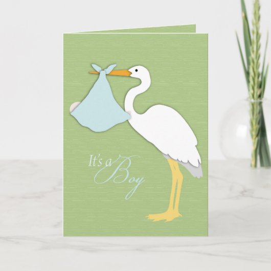 Stork Boy Card Feiertagskarte (Vorderseite)