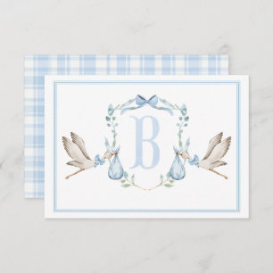 Stork Boy Preppy Southern Blue Baby Dusche Dankeskarte