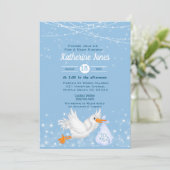 Stork Boys Baby Shower Einladungen (Stehend Vorderseite)