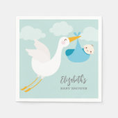 Stork Bundle Boy Baby Dusche Napkins Serviette (Vorderseite)