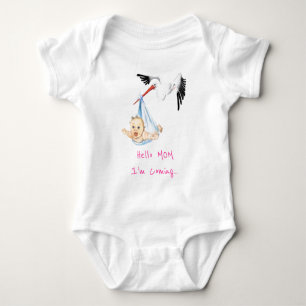 Stork Carry Baby Bodysuit Mama Ich komme Strampler