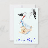 Stork Carry Baby Boy Dusche Einladung - Spaß (Rückseite)