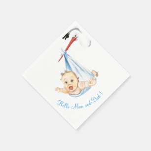 Stork Carry Baby - Cartoon Zeichnend - Anpassen Serviette