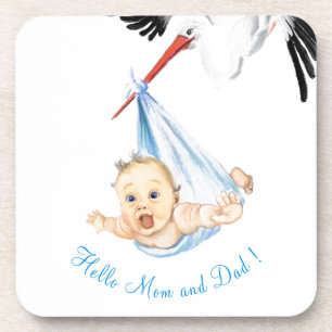 Stork Carry Baby - Cartoon Zeichnend süße Funny  Getränkeuntersetzer