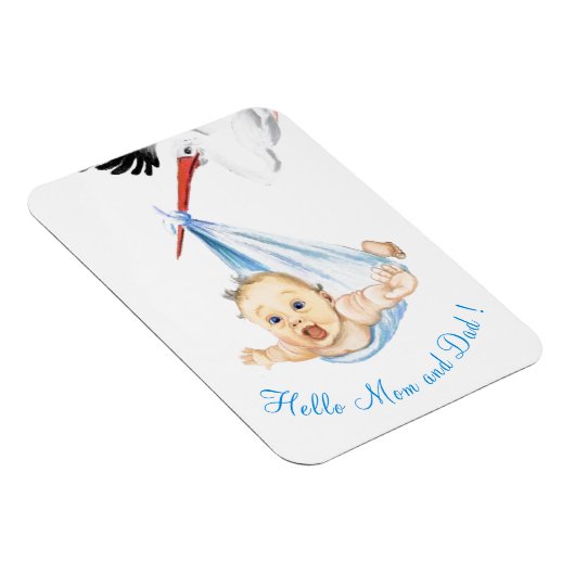 Stork Carry Baby - Cartoon Zeichnend süße Funny Magnet (Rechte Seite)