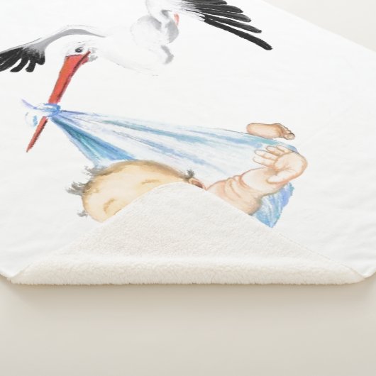 Stork Carry Baby - Cartoon Zeichnend süße Funny Sherpadecke (3/4)