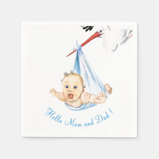 Stork Carry Baby Napkins Fun - Benutzerdefinierter Serviette (Vorderseite)