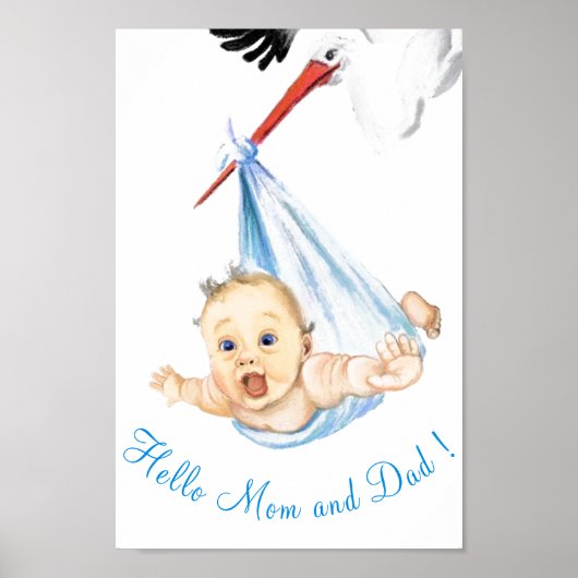 Stork Carry Baby Poster Malerei (Vorne)