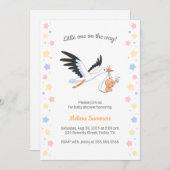 Stork Carry Baby Selfie Baby Dusche Einladung (Vorne/Hinten)