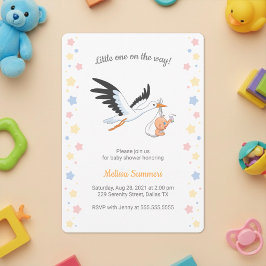 Stork Carry Baby Selfie Baby Dusche Einladung