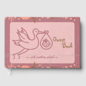Stork Carry Baby Shower Gästebuch (Vorderseite)