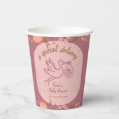 Stork Carry Baby Shower Pappbecher (Vorderseite)