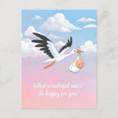 Stork Carrying a Baby amid Cloudy Sky Postkarte (Vorderseite)