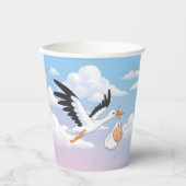 Stork Carrying a Baby Cloudy Sky Pappbecher (Vorderseite)