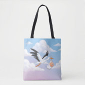 Stork Carrying a Baby Cloudy Sky Tasche (Vorderseite)
