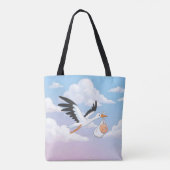 Stork Carrying a Baby Cloudy Sky Tasche (Rückseite)