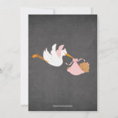 Stork Chalkboard African American GIRL Baby Shower Einladung (Rückseite)