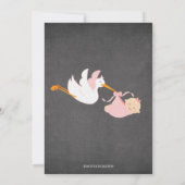 Stork Chalkboard GIRL Baby Shower Einladung (Rückseite)