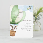 Stork & Cow-Moo in der bald braunen Babydusche Einladung (Stehend Vorderseite)