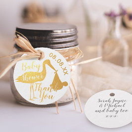 Stork Danke Baby Shower Foil Fevor Tags