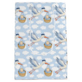 Stork Delivery Baby Boy Niedlich Blue Mittlere Geschenktüte (Rückseite)