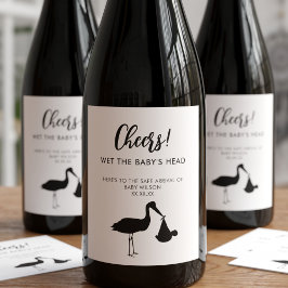 Stork Delivery Cheers to the New Baby Wine Label Weinetikett