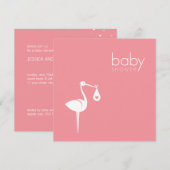 Stork Delivery Girl Pink Baby Dusche Einladung (Vorne/Hinten)