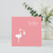 Stork Delivery Girl Pink Baby Dusche Einladung (Stehend Vorderseite)