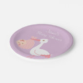 Stork Delivery Niedlich Baby Girl Shower Party Pappteller (Schrägansicht)