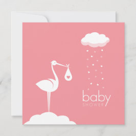 Stork Delivery Pink Baby Dusche Einladung
