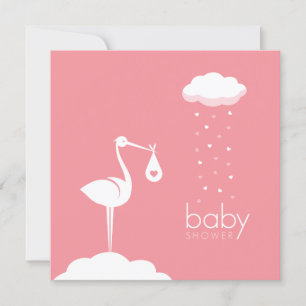 Stork Delivery Pink Baby Dusche Einladung