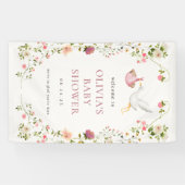 Stork Delivery Pink Girl Baby Dusche Willkommen Banner (Horizontal)