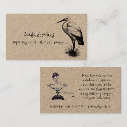 Stork Doula oder Midfrau Kraft Visitenkarte (Vorne/Hinten)