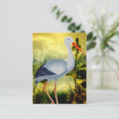 Stork Folk Art Postkarte (Stehend Vorderseite)