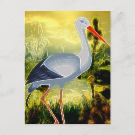 Stork Folk Art Postkarte (Vorderseite)
